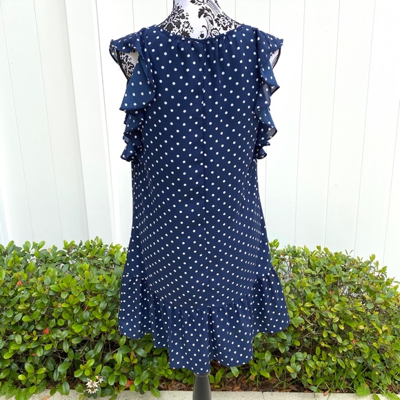 J. Crew Women’s Dress Blue White Polka Dots - Picture 3 of 6